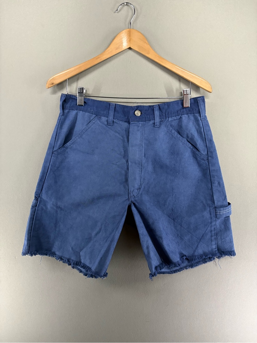 VTG Stan Ray Carpenter Shorts Blue Workwear Sz 31 Cut Off 8inch Inseam